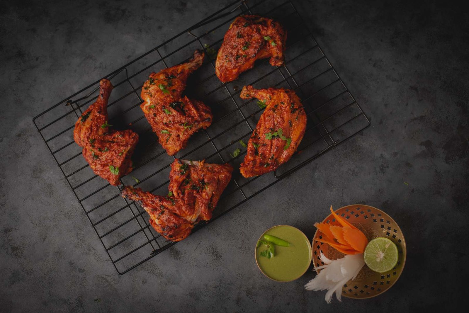Tandoori chicken fresh from the tandoor at Kund